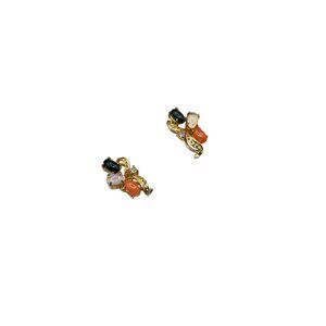 Vintage Faux Gemstone Stud Earrings Petite Colorful 80s Small Pierced Earrings
